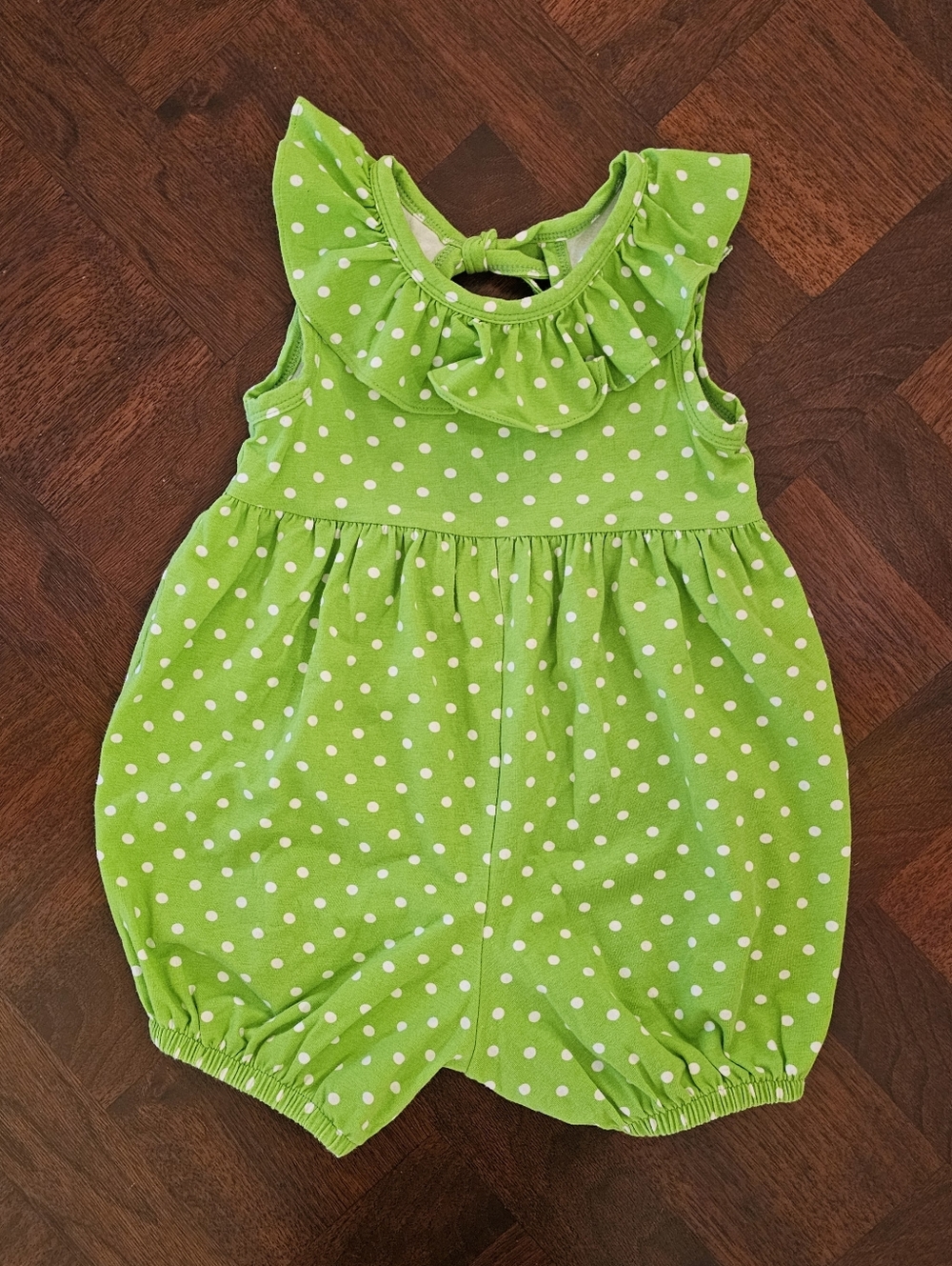 Kelly's Kid Girls Lime Green Polka Dot Sun Bubble Romper Boutique 2T